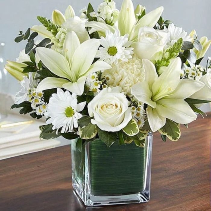 Luxury Mixed Flower Arrangement in Acrylic Glass Vase – Elegant Gift & Decor (Code 260)